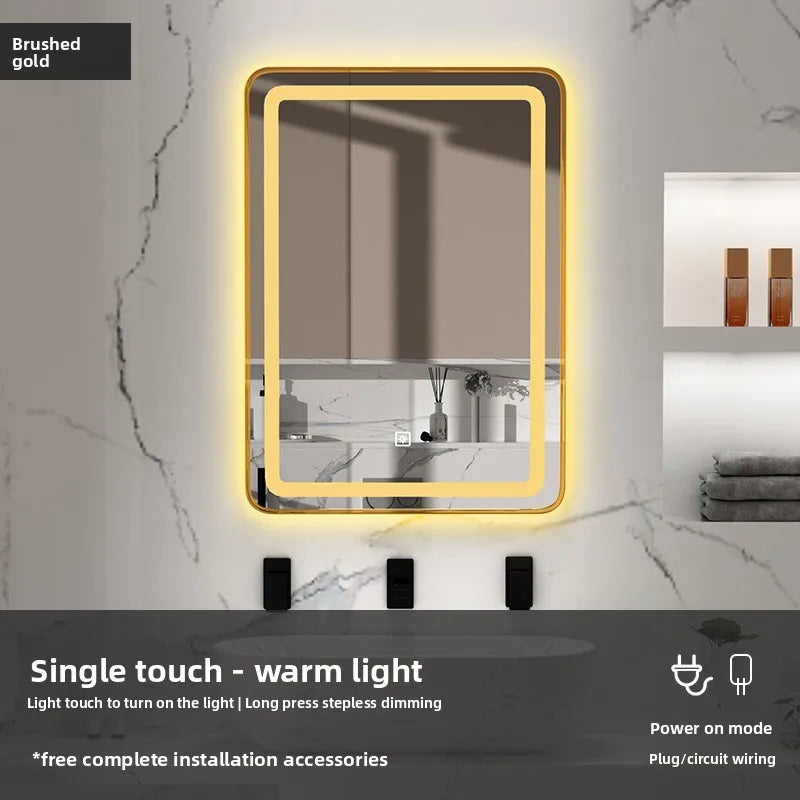 15 * 24 Inch Smart Bathroom Mirror Square Hotel Led Bathroom with Light Anti-fog Makeup Touch Screen Wall Hanging  Small Vanity