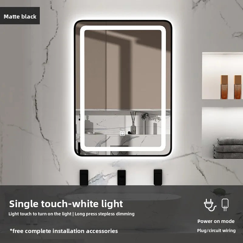 15 * 24 Inch Smart Bathroom Mirror Square Hotel Led Bathroom with Light Anti-fog Makeup Touch Screen Wall Hanging  Small Vanity