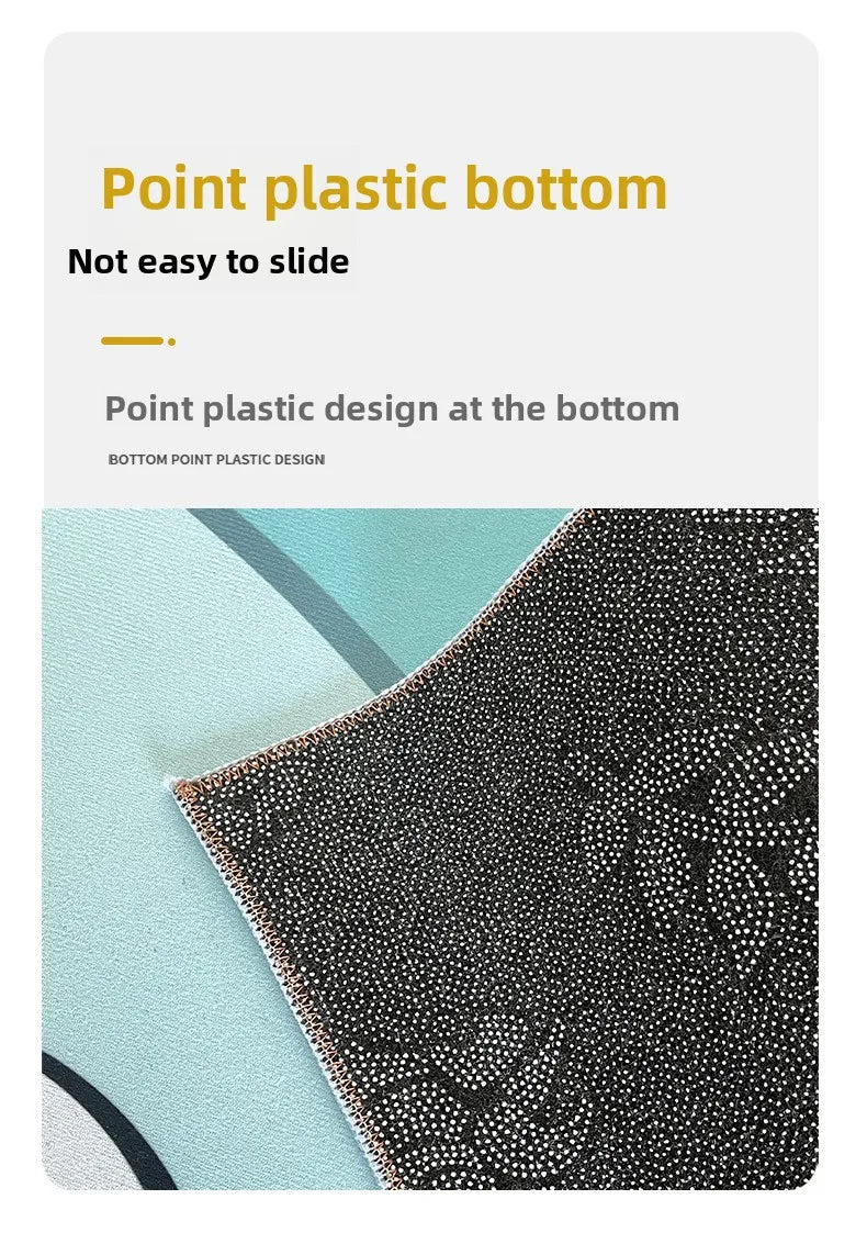 Tropical leaf print non-slip doormat, green Monstera design carpet on light beige background, ideal for living decoration