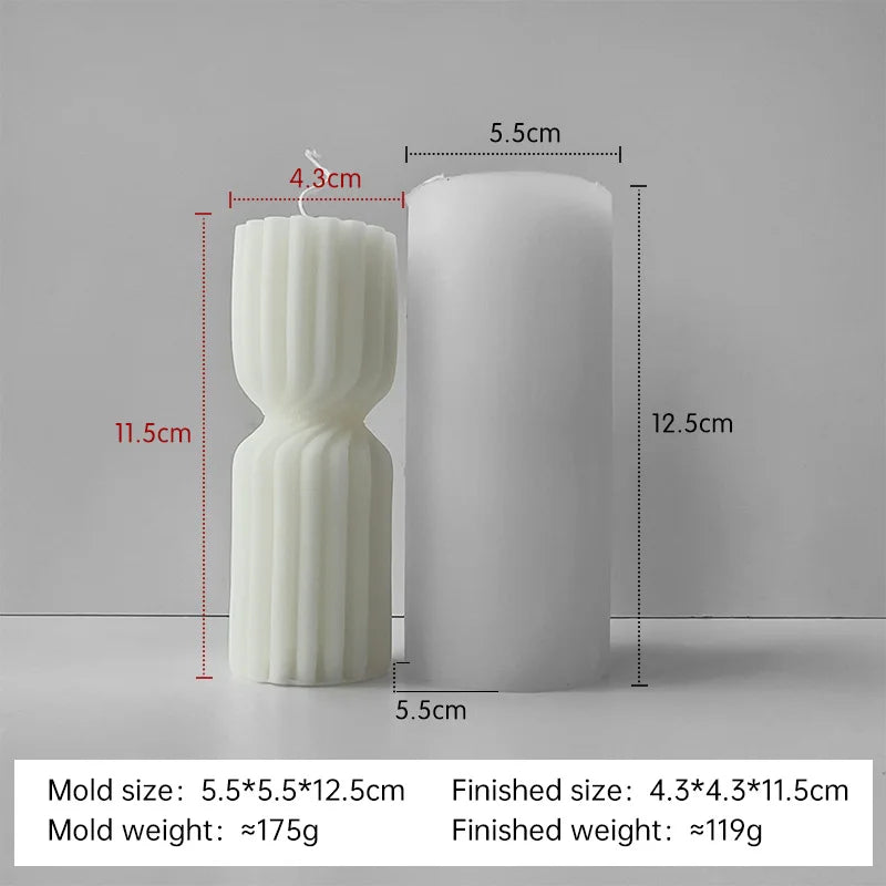 Striped Cylinder Aroma Candle Silicone Mold DIY Pillar Plaster Resin Ornaments Mould Handmade Soy Wax Candles Making Supplies