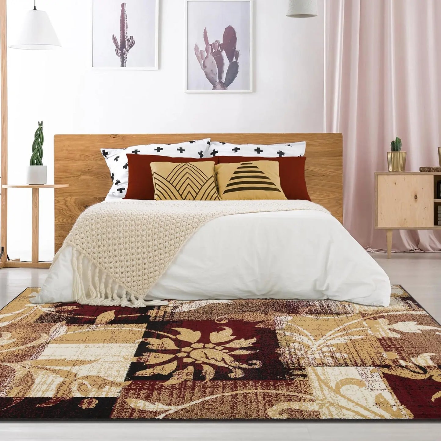 Superior Indoor Area Rug, Jute Backed, Perfect for Entryway, Office, Living/Dining Room, Bedroom, Kitchen, Floor, Modern Floral