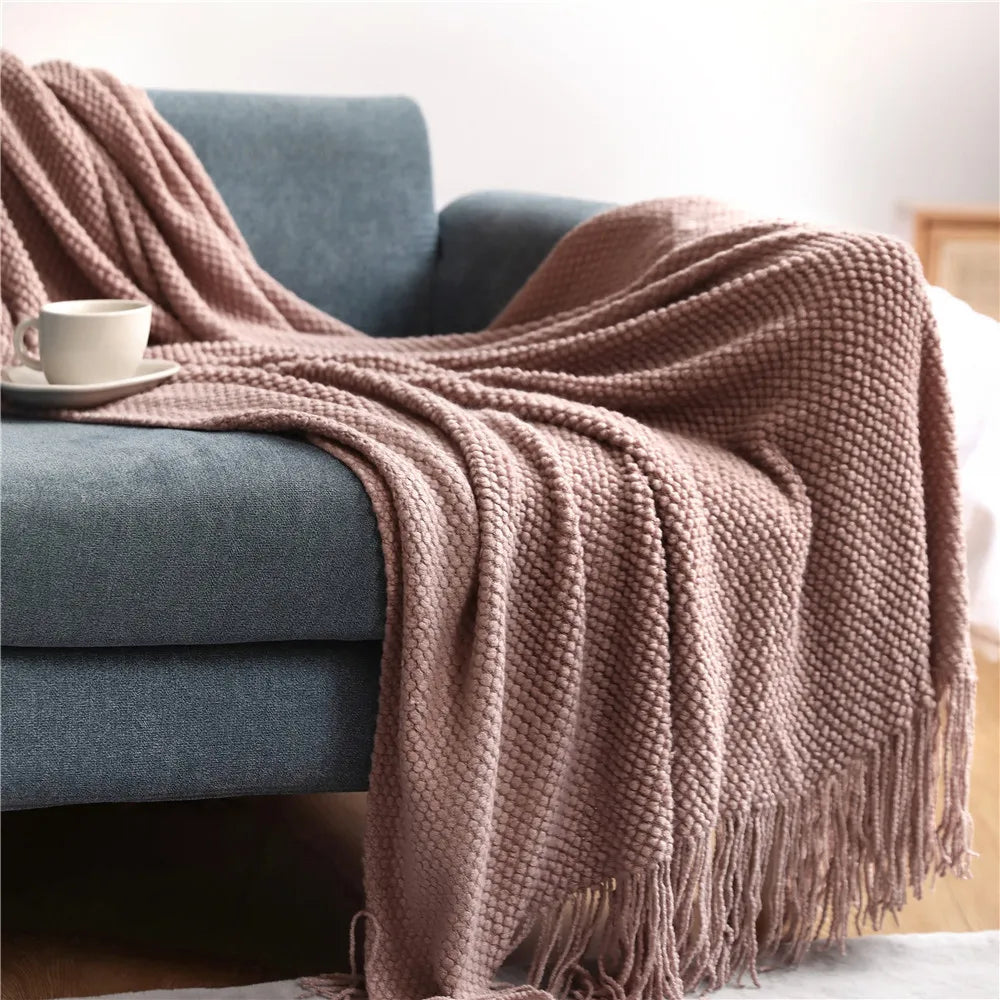 Pineapple Knit Sofa Throw Blanket Breathable Office AC Nap Blanket Lightweight Summer Cover