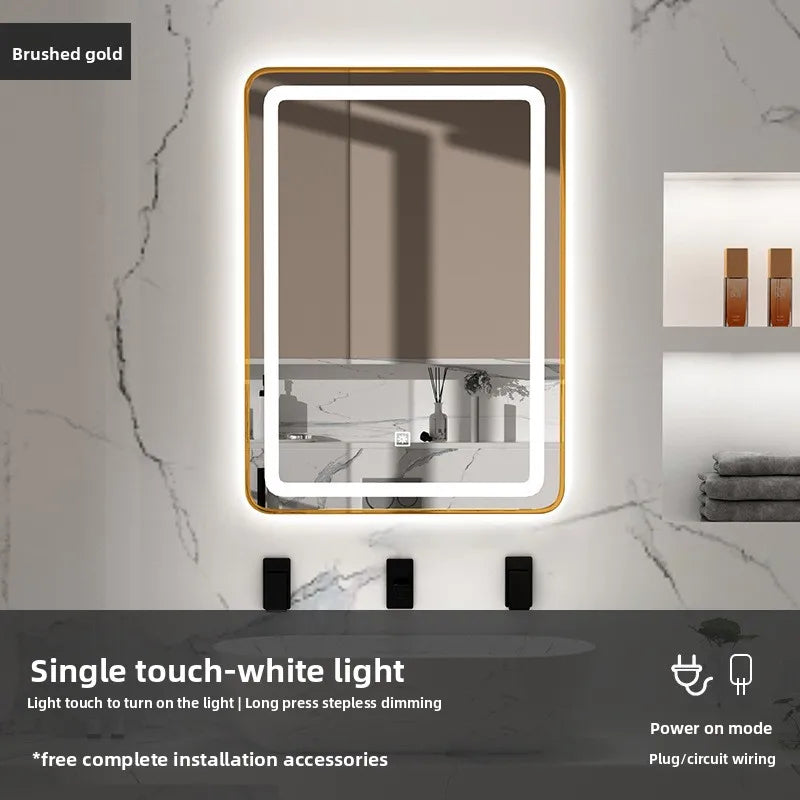 15 * 24 Inch Smart Bathroom Mirror Square Hotel Led Bathroom with Light Anti-fog Makeup Touch Screen Wall Hanging  Small Vanity
