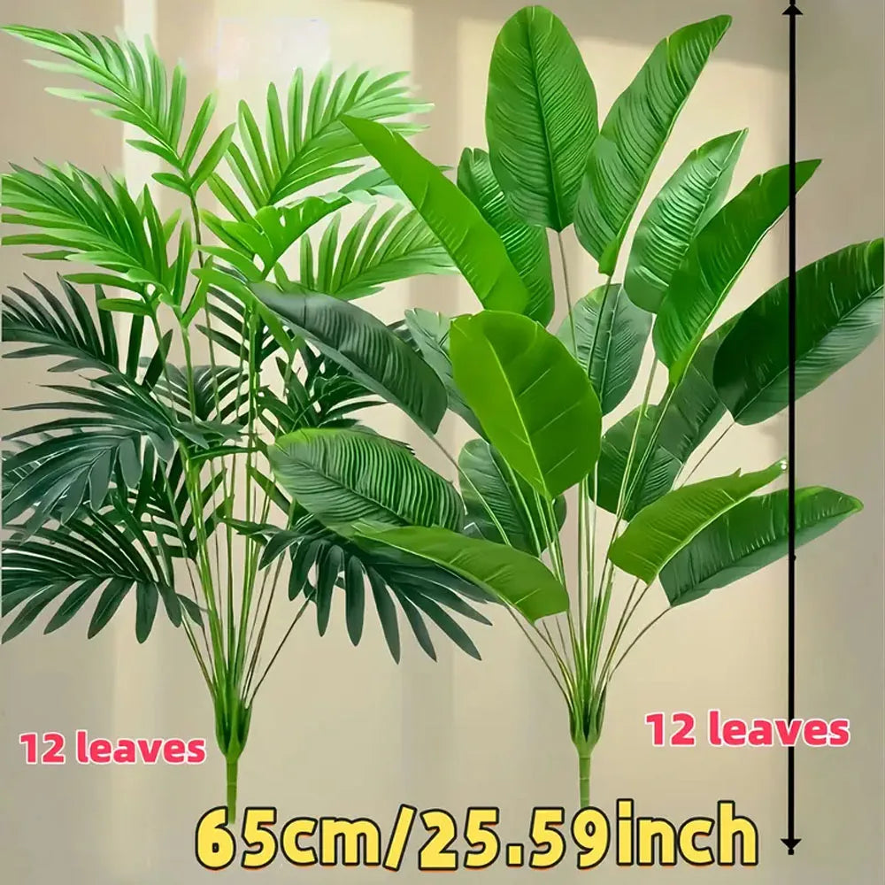 2Pcs Outdoor Artificial Green Plants with 24 Leaves Nordic-style Banana Leaf Palm Trees Designed Tropical Rainforest Landscapes