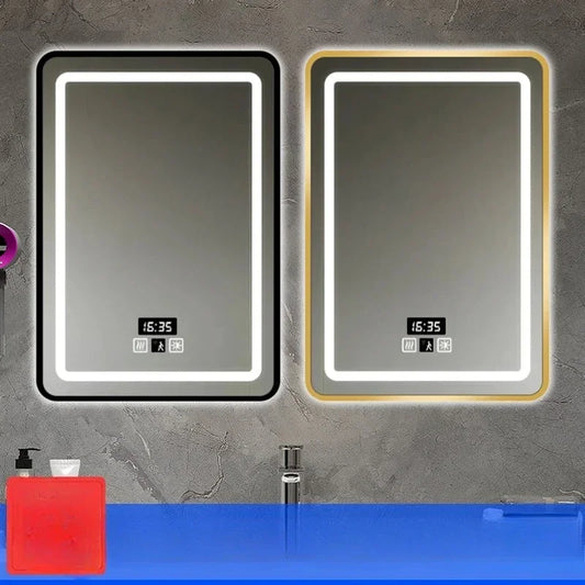 15 * 24 Inch Smart Bathroom Mirror Square Hotel Led Bathroom with Light Anti-fog Makeup Touch Screen Wall Hanging  Small Vanity