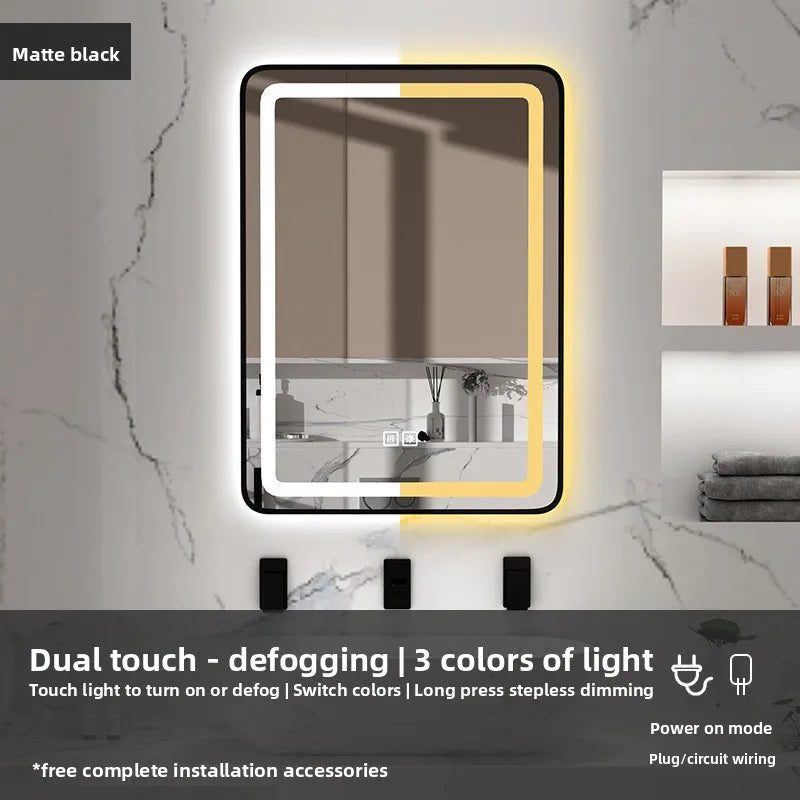 15 * 24 Inch Smart Bathroom Mirror Square Hotel Led Bathroom with Light Anti-fog Makeup Touch Screen Wall Hanging  Small Vanity