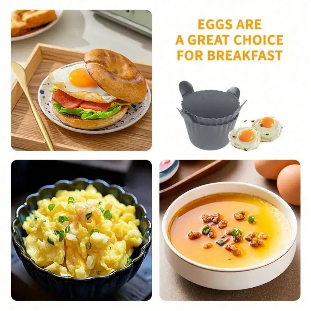 1/4PCS Reusable Silicone Air Fryer Liners and Baking Cups Accessories for Eggs Cakes Meatballs Non-Stick Kitchen Baking Tools