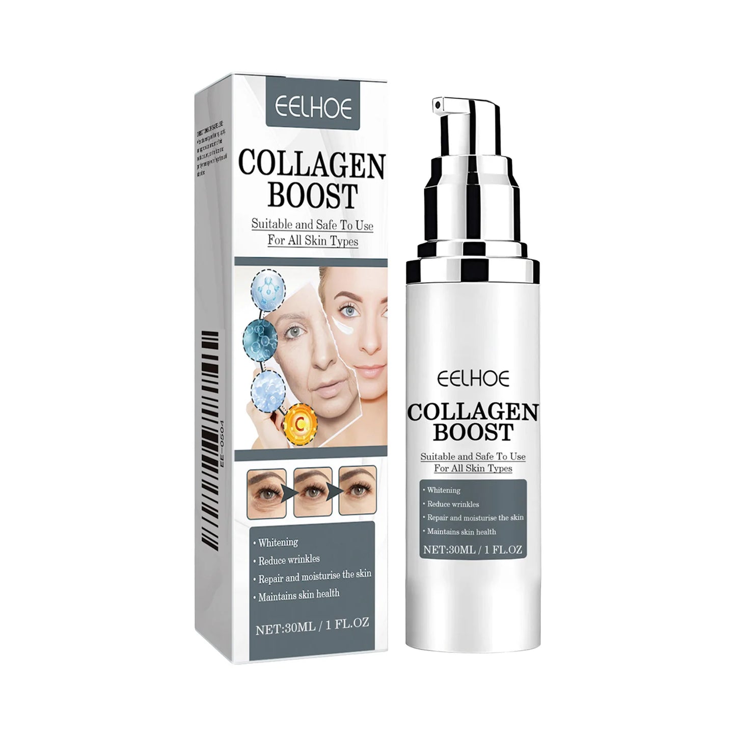 EELHOE Boost Collagen Facial Essence 30ml Deep Moisturizing Shrink Pores VitaminC Anti-aging Fade Wrinkle Lines Korean Skin Care