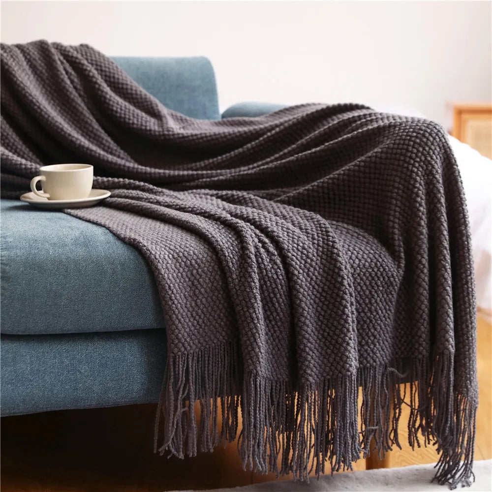 Pineapple Knit Sofa Throw Blanket Breathable Office AC Nap Blanket Lightweight Summer Cover