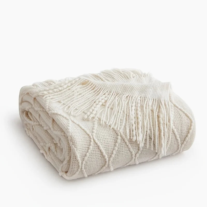 European Minimalist Diamond Pattern Acrylic Knitted Blanket, Sofa Bed Cover All Season Couch Throw Arrival Lightweight Bedspread