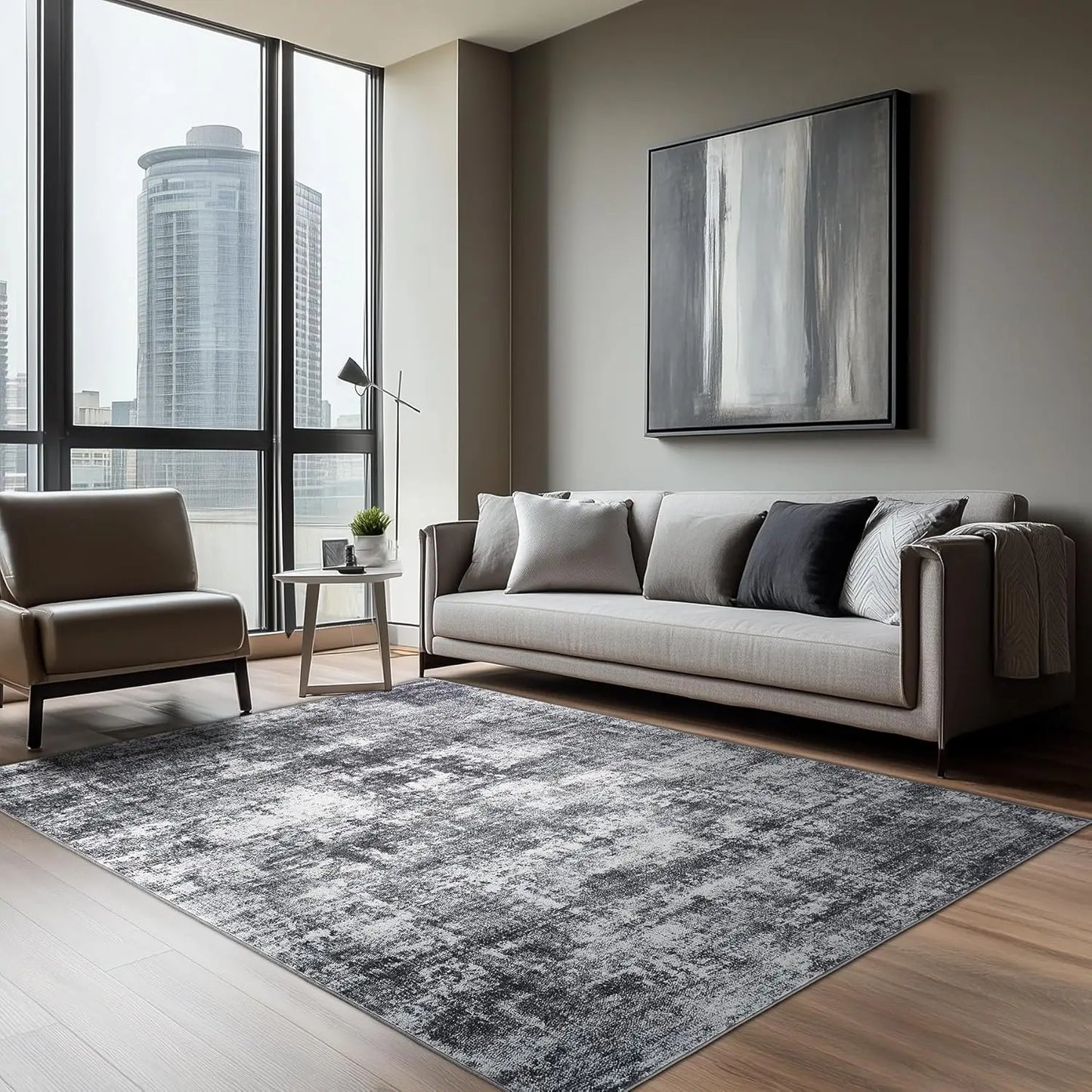 Green RugLiving Room Washable Abstract Area Rugs Bedroom Non-Slip Soft Carpet Indoor Floor Non-Shedding Rugs for Dining