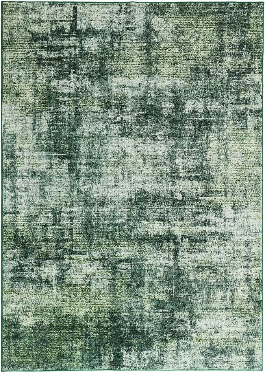 Green RugLiving Room Washable Abstract Area Rugs Bedroom Non-Slip Soft Carpet Indoor Floor Non-Shedding Rugs for Dining