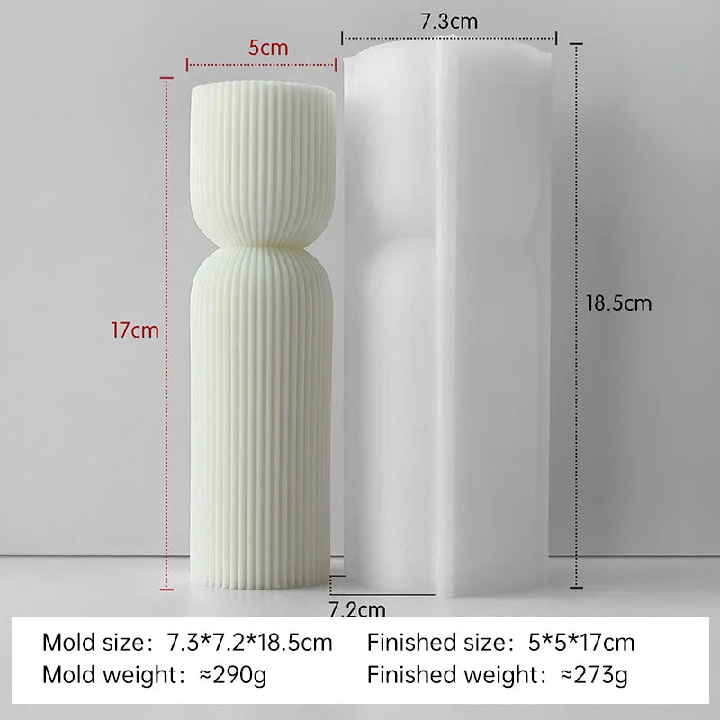 Striped Cylinder Aroma Candle Silicone Mold DIY Pillar Plaster Resin Ornaments Mould Handmade Soy Wax Candles Making Supplies