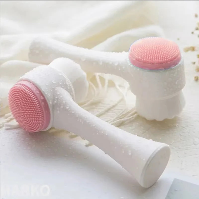Soft silicone face brush, double-sided face cleaner, exfoliating, pore cleanser, exfoliating brush, makeup remover facial brush