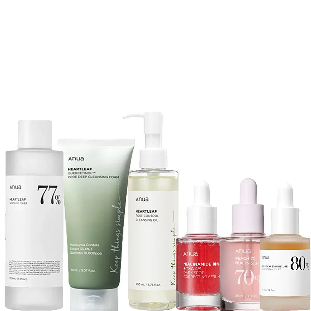 Anua skin care set cosmetics, improve skin problems, moisturize and hydrate, deep clean impurities, Korean skin care products