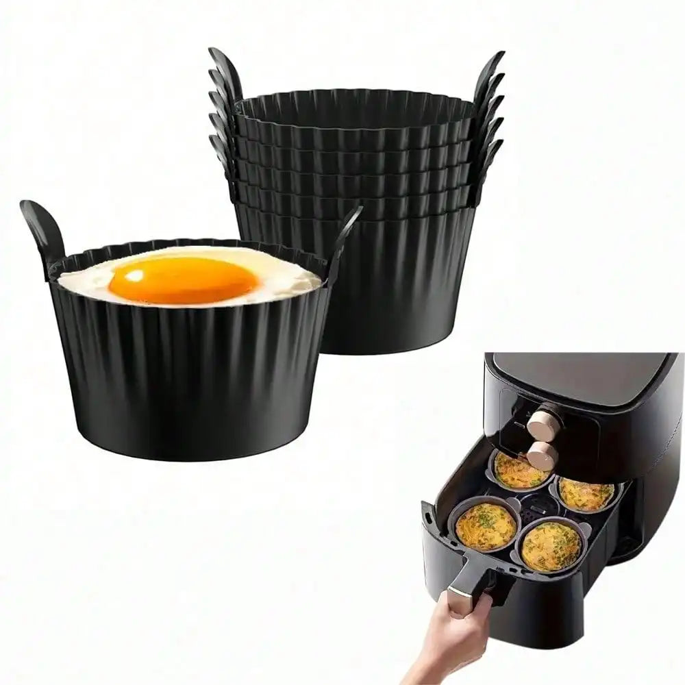 1/4PCS Reusable Silicone Air Fryer Liners and Baking Cups Accessories for Eggs Cakes Meatballs Non-Stick Kitchen Baking Tools