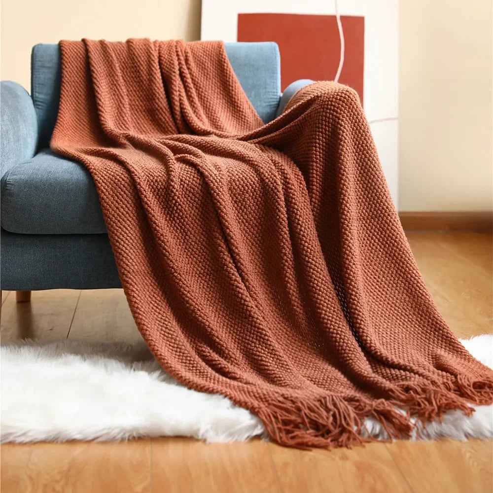 Pineapple Knit Sofa Throw Blanket Breathable Office AC Nap Blanket Lightweight Summer Cover
