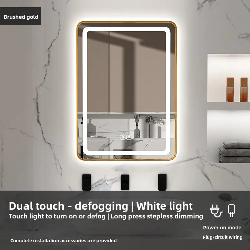 15 * 24 Inch Smart Bathroom Mirror Square Hotel Led Bathroom with Light Anti-fog Makeup Touch Screen Wall Hanging  Small Vanity